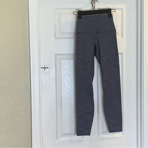 Lululemon Align Pant II 25" Mini Heathered Herringbone Heathered Black White - Picture 3 of 8